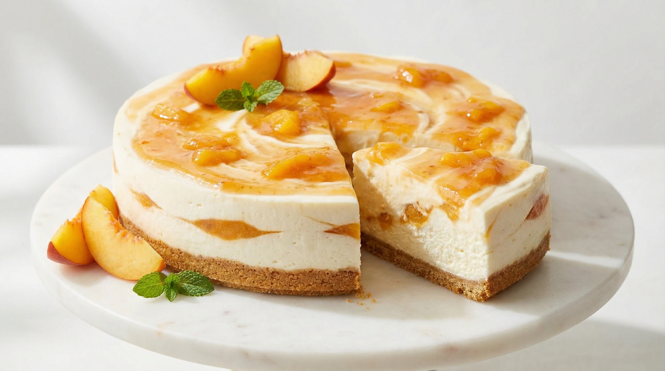 No-Bake Peach Cheesecake (Professional)